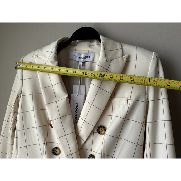 NWT $748 Veronica Beard Charleston Dickey Jacket Size 6 Plaid Ecru/ Deep Ochre - Picture 4 of 10